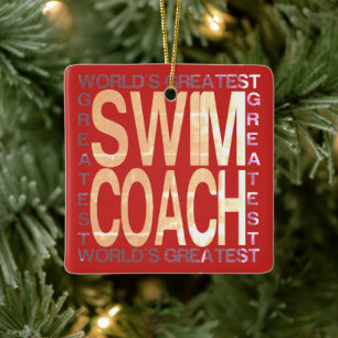 Worlds Greatest Swim Coach Ceramic Ornament