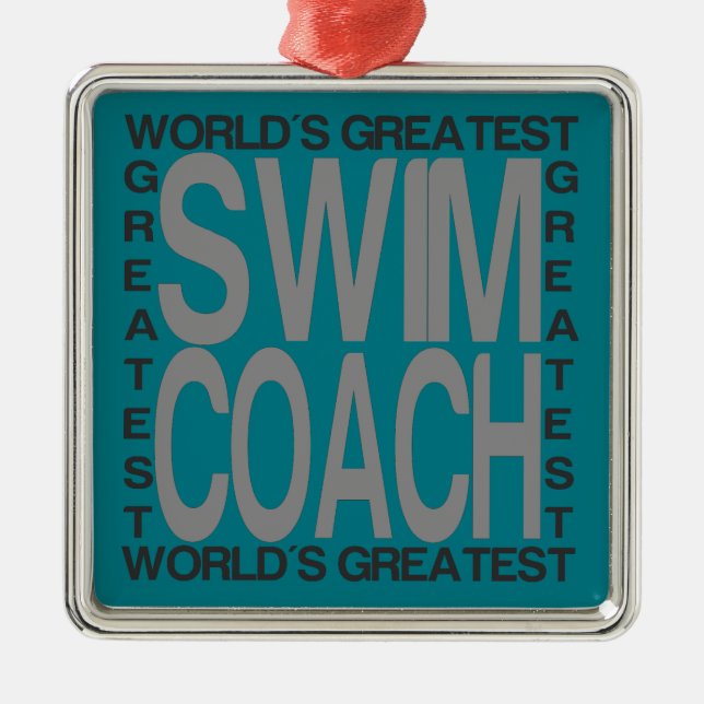 Worlds Greatest Swim Coach Metal Tree Decoration (Front)