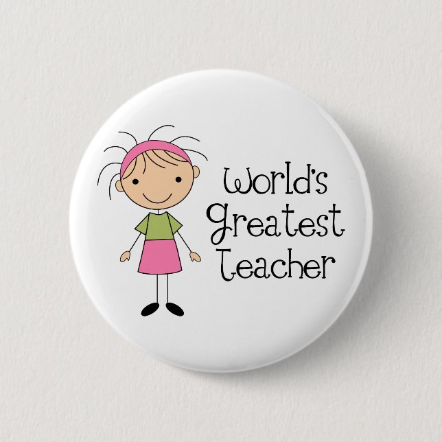 Worlds Greatest Teacher 6 Cm Round Badge (Front)