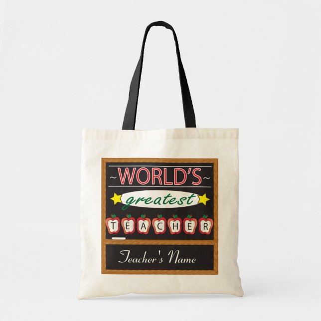 World's Greatest Teacher | DIY Name Tote Bag (Front)