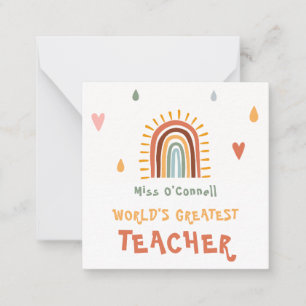 World's Greatest Teacher Gift Boho Rainbow Card