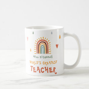 World's Greatest Teacher Gift Boho Rainbow Coffee Mug