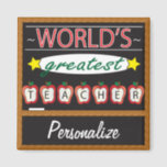 World's Greatest Teacher | Personalise Magnet<br><div class="desc">School Teacher Magnets. 100% Customise-able. "Click" on the "CUSTOMIZE" button to change, move, delete or add any of the text or graphics. Made with high resolution vector and/or digital graphics for a professional print. NOTE: (THIS IS A PRINT. All zazzle product designs are "prints" unless otherwise stated under "About This...</div>