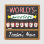 World's Greatest Teacher | Personalize Magnet<br><div class="desc">School Teacher Magnet ready for you to personalize. ✔NOTE: ONLY CHANGE THE TEMPLATE AREAS NEEDED! 😀 If needed, you can remove the text and start fresh adding whatever text and font you like. 📌If you need further customization, please click the "Click to Customize further" or "Customize or Edit Design" button...</div>