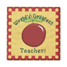 World's Greatest Teacher Red Apple & Yellow Dots