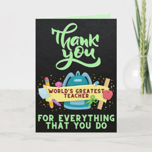 World's Greatest Teacher Thank You Card
