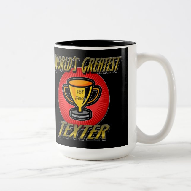World's Greatest Texter Trophy Two-Tone Coffee Mug (Right)