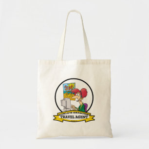 WORLDS GREATEST TRAVEL AGENT WOMEN CARTOON TOTE BAG