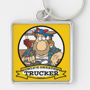 WORLDS GREATEST TRUCKER MEN CARTOON KEY RING