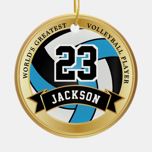 World's Greatest Volleyball Player - Blue Ceramic Ornament (Front)