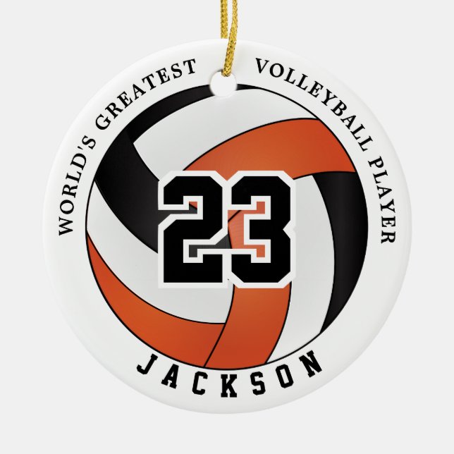 World's Greatest Volleyball Player, Orange & Black Ceramic Ornament (Front)