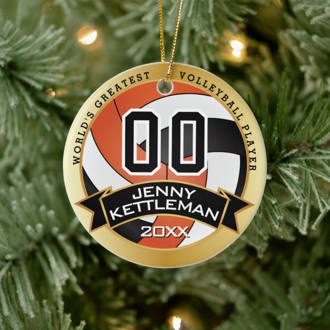 World's Greatest Volleyball Player Orange Ceramic Ornament (Tree)