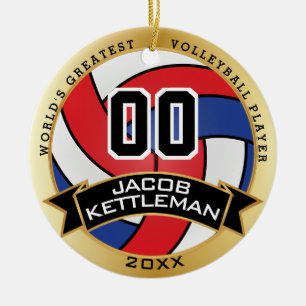 World's Greatest Volleyball Player Red White Blue Ceramic Ornament