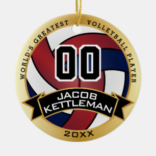 World's Greatest Volleyball Player Red, White Blue Ceramic Ornament
