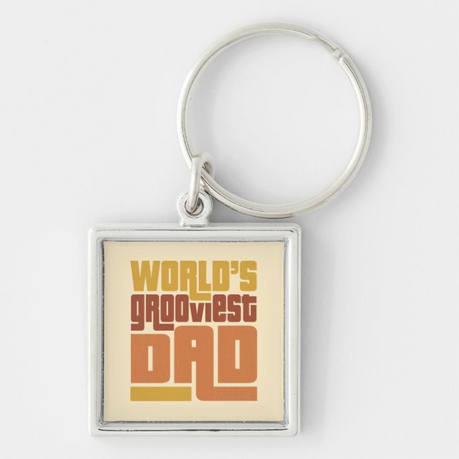 World's Grooviest Dad Retro Funny Key Ring (Front)