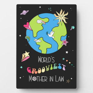 World's Grooviest Mother in Law Quote & 60s Art Plaque