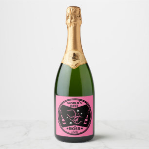 World's lady Greatest Boss Sparkling Wine Label