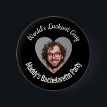 World's Luckiest Guy Bachelorette Party Black Pin<br><div class="desc">Celebrate the soon-to-be-married couple's love and humour with our "World's Luckiest Guy" Bachelorette Party Badge Pin! This amusing and personalised accessory is the perfect addition to any bachelorette party,  adding a touch of fun and playfulness to the festivities.</div>
