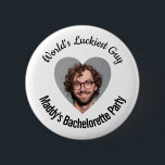 World's Luckiest Guy Bachelorette Party Pin Button<br><div class="desc">Celebrate the soon-to-be-married couple's love and humour with our "World's Luckiest Guy" Bachelorette Party Badge Pin! This amusing and personalised accessory is the perfect addition to any bachelorette party,  adding a touch of fun and playfulness to the festivities.</div>