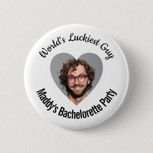 World's Luckiest Guy Bachelorette Party Pin Button