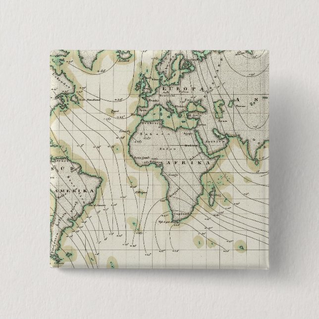 World's magnetic declination 15 cm square badge (Front)