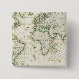 World's magnetic declination 15 cm square badge
