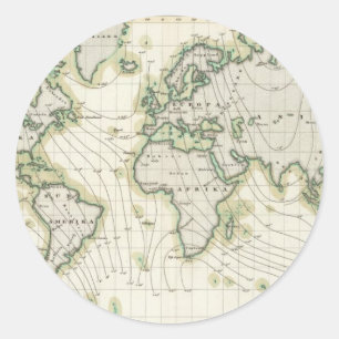 World's magnetic declination classic round sticker