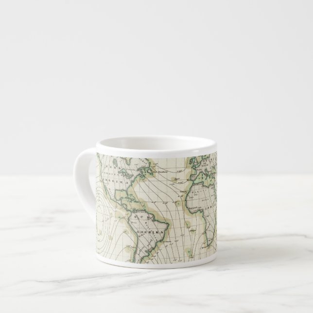 World's magnetic declination espresso cup (Front Left)