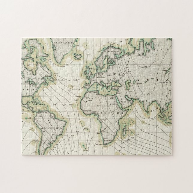 World's magnetic declination jigsaw puzzle (Horizontal)