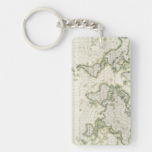 World's magnetic declination key ring