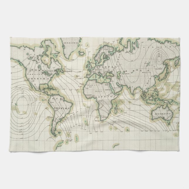 World's magnetic declination tea towel (Horizontal)