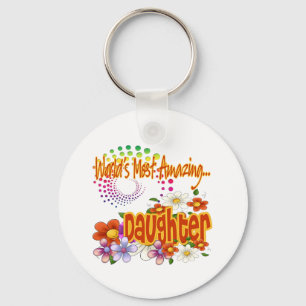 World's Most Amazing Daughter Tropical Flowers Key Ring