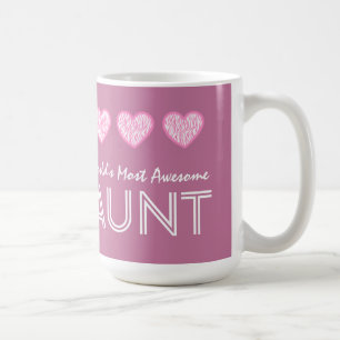 World's Most Awesome AUNT Pink Zebra Hearts V03 Coffee Mug