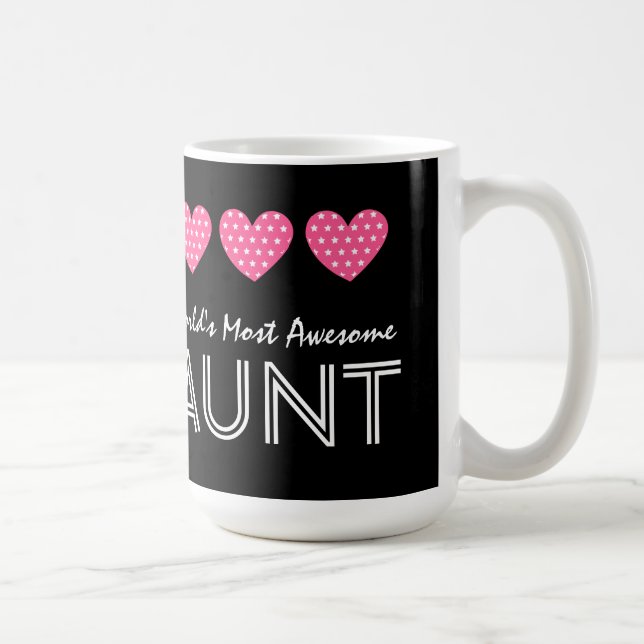 World's Most Awesome AUNT Star Pattern Hearts V02 Coffee Mug (Right)