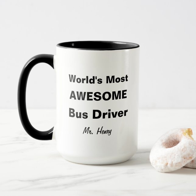 World's Most Awesome Bus Driver Personalised Mug (With Donut)