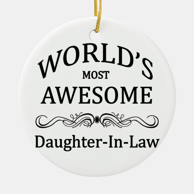 World's Most Awesome Daughter-In-Law Ceramic Tree Decoration (Front)