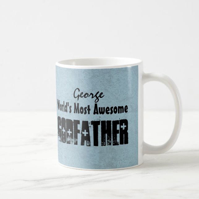 World's Most Awesome GODFATHER Blue Grunge W06C Coffee Mug (Right)