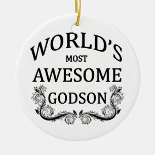 World's Most Awesome Godson Ceramic Tree Decoration