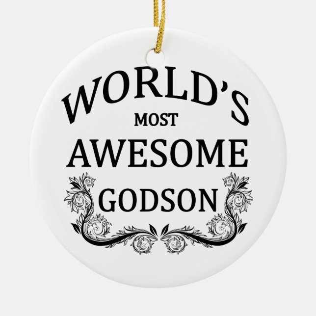 World's Most Awesome Godson Ceramic Tree Decoration (Front)