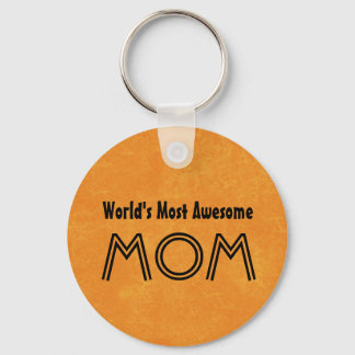 World's Most Awesome MOM Bright Orange Gift Set Key Ring