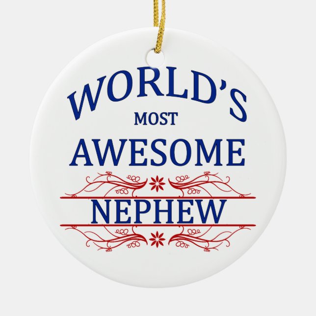 World's Most Awesome Nephew Ceramic Tree Decoration (Front)