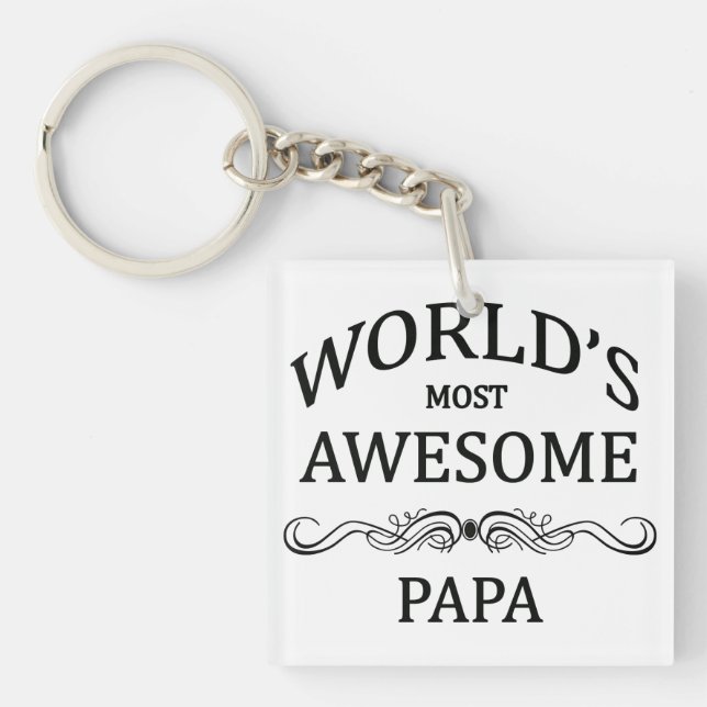World's Most Awesome Papa Key Ring (Front)