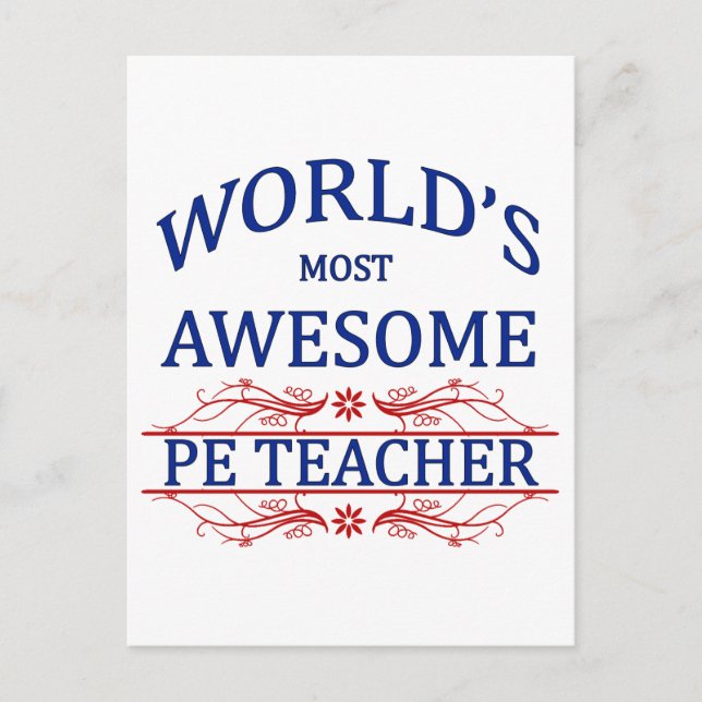 World's Most Awesome PE Teacher Postcard (Front)