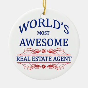 World's Most Awesome Real Estate Agent Ceramic Ornament