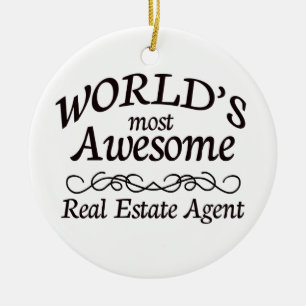 World's Most Awesome Real Estate Agent Ceramic Tree Decoration