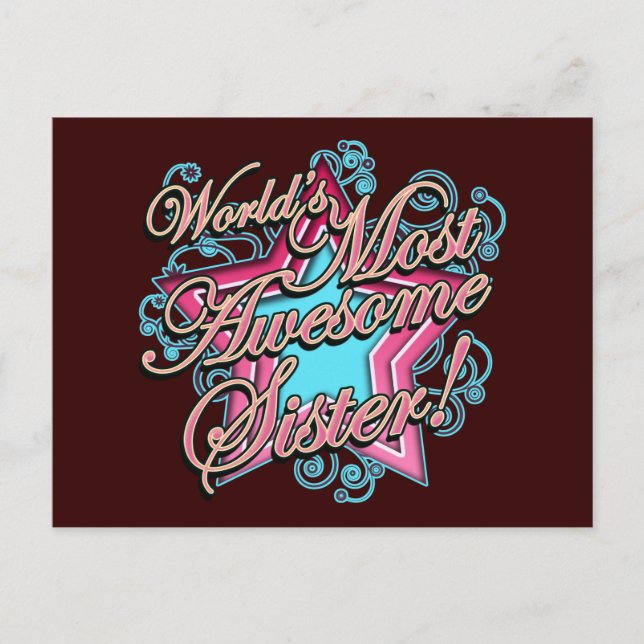 Worlds Most Awesome Sister Postcard (Front)
