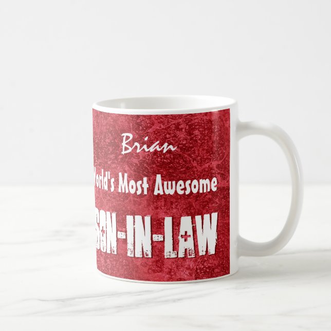World's Most Awesome SON-IN-LAW Red Grunge V004 Coffee Mug (Right)