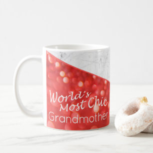 World's Most Chic Grandmother Coral White Marble Coffee Mug