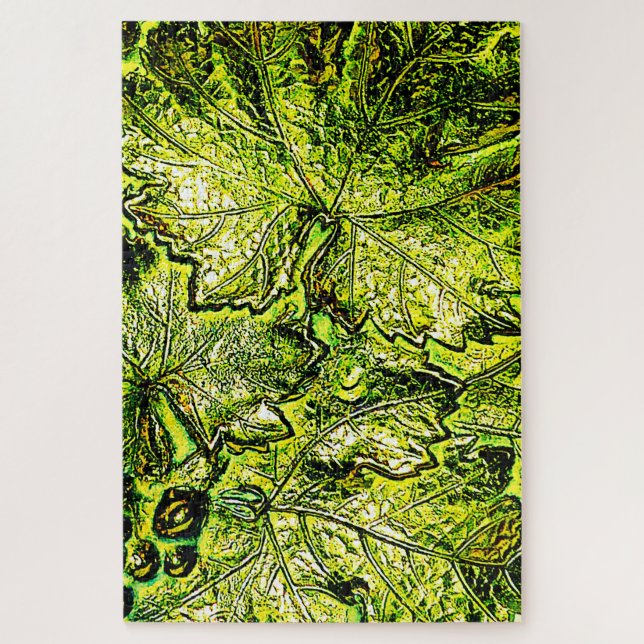 WORLD'S MOST DIFFICULT GREEN GRAPE LEAVES JIGSAW PUZZLE (Vertical)