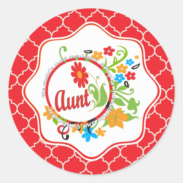 World's Most Wonderful Incredible Fantastic Aunt Classic Round Sticker (Front)